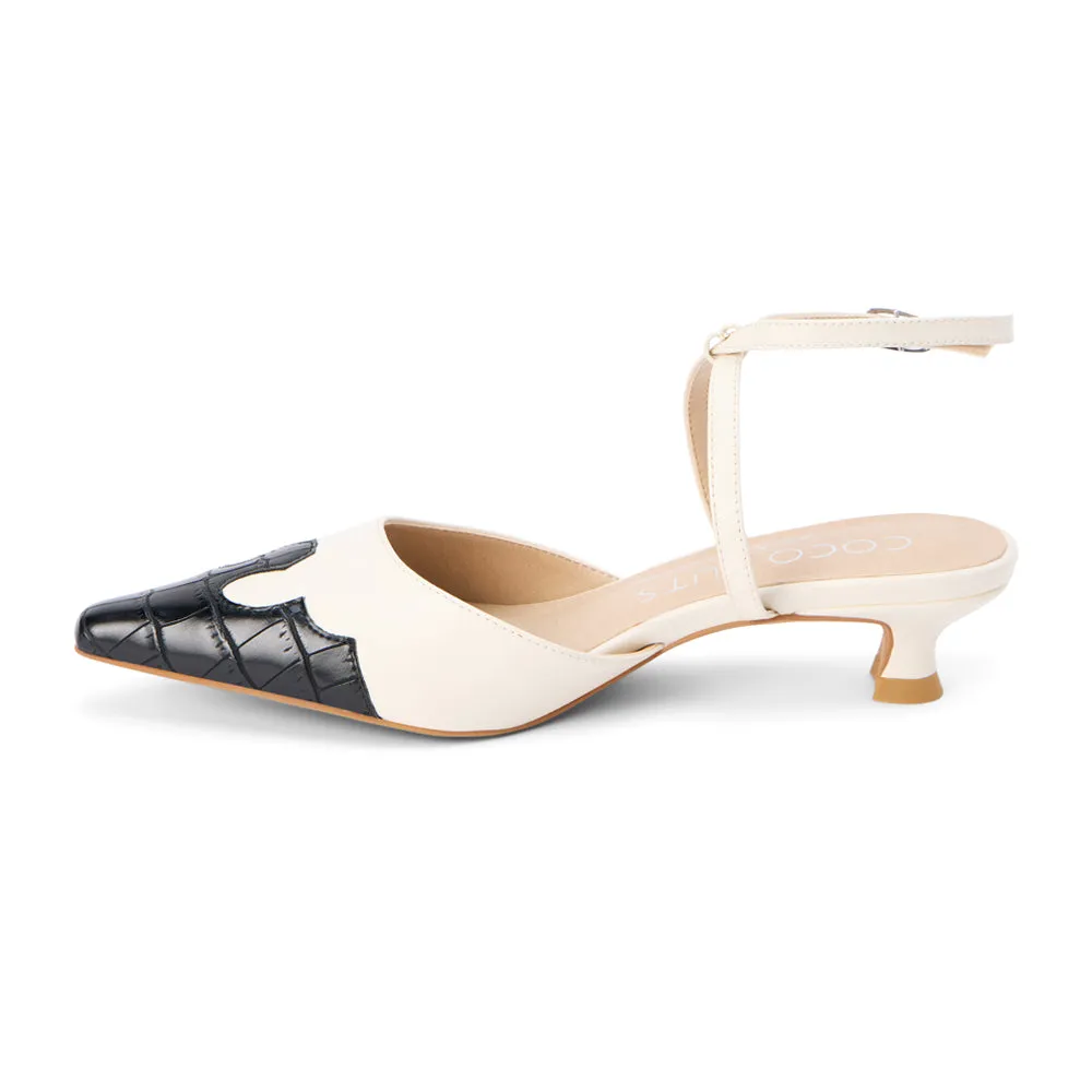 Florence Tooled Inlay Pointed Toe Kitten Heel Pumps
