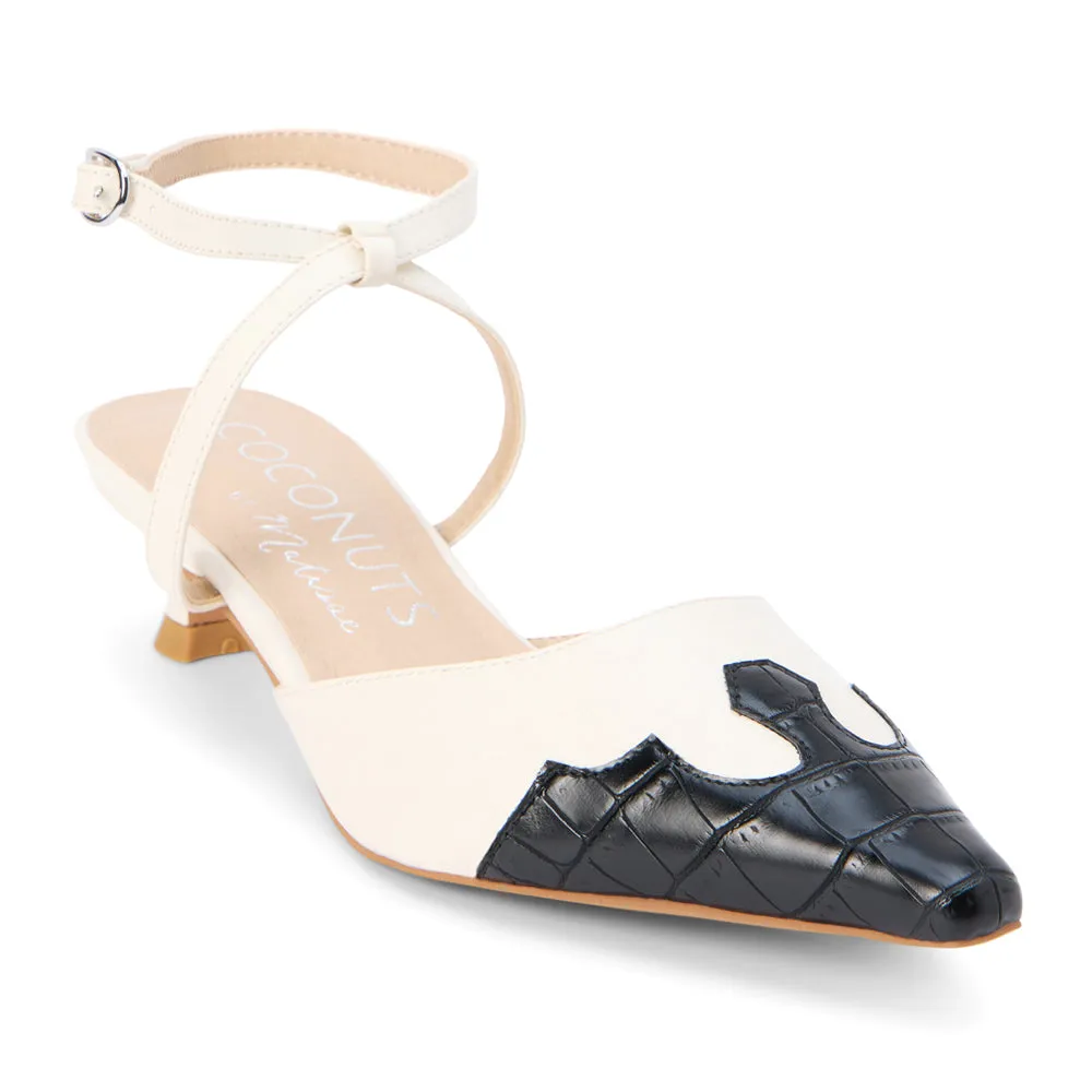 Florence Tooled Inlay Pointed Toe Kitten Heel Pumps