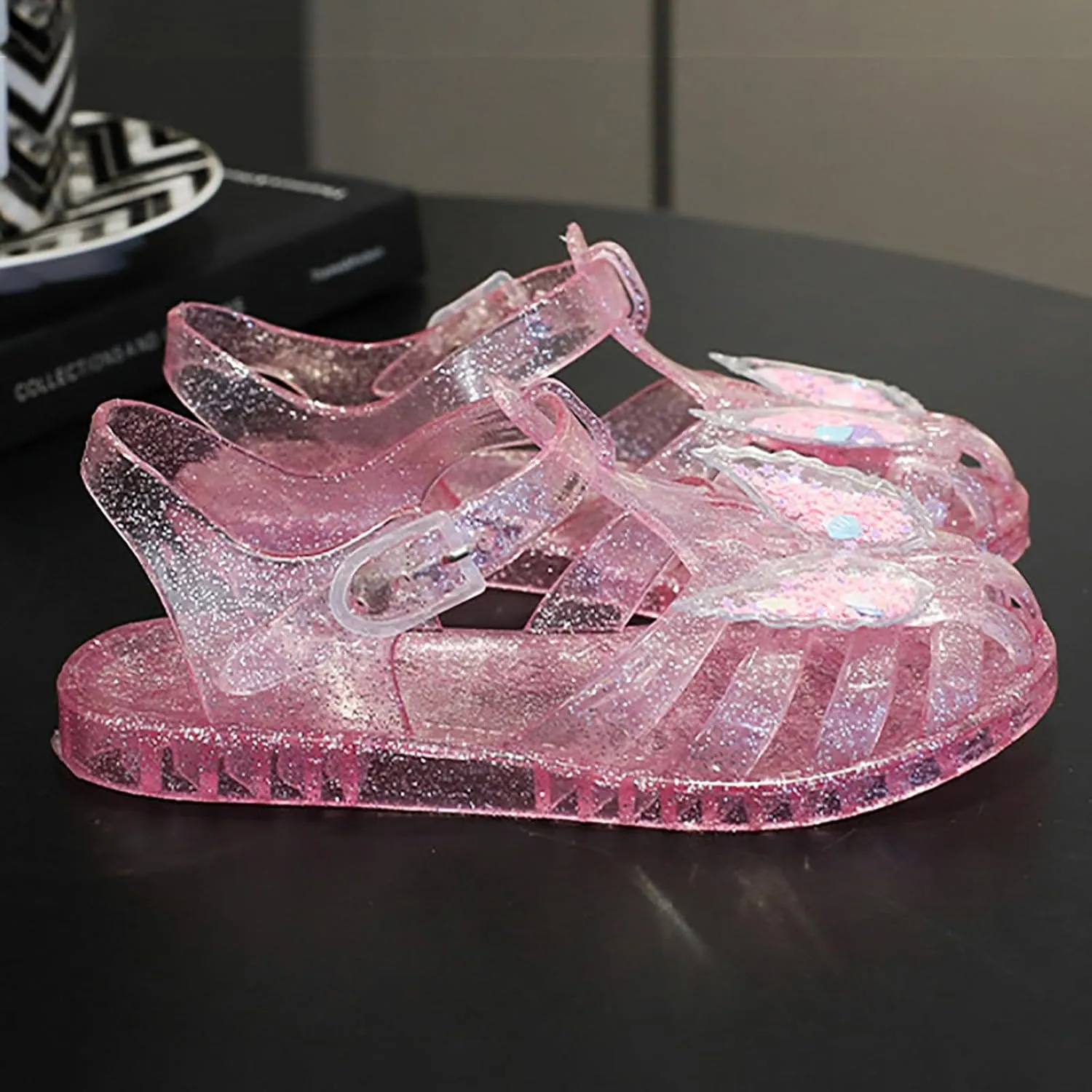 Girls Jelly Sandals Summer Costume Princess Dress Flat Breathable Waterproof Fisherman Gladiator Closed Toe Beach Flats Shoes