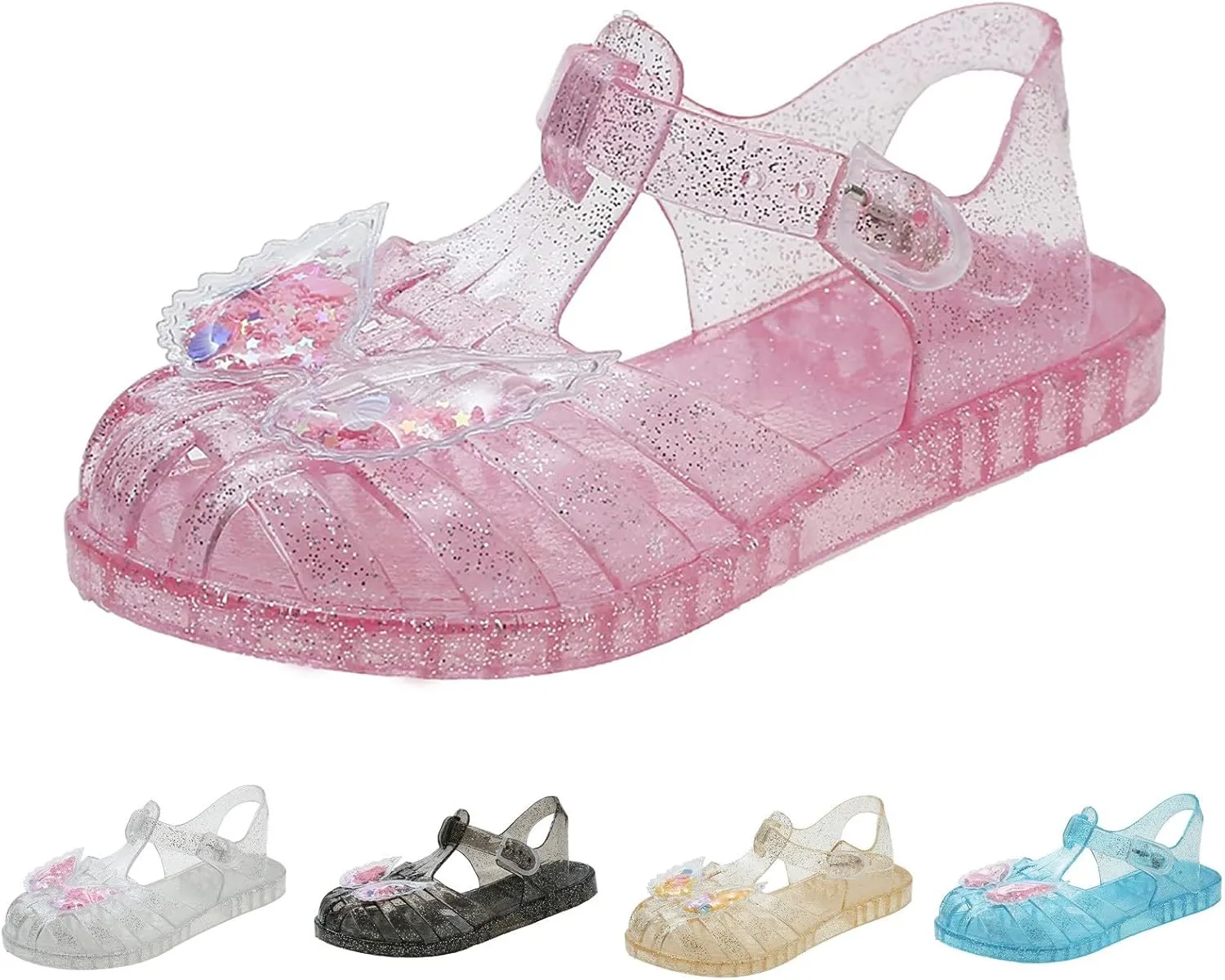 Girls Jelly Sandals Summer Costume Princess Dress Flat Breathable Waterproof Fisherman Gladiator Closed Toe Beach Flats Shoes