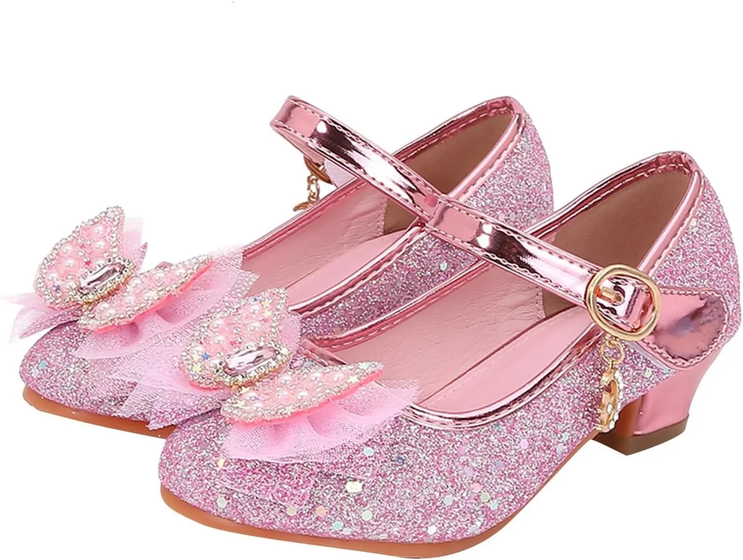 Girls Sandals Closed Toe Heels Wedding Party Shoes Sequins Bow For Toddler Girls Slides Size 4