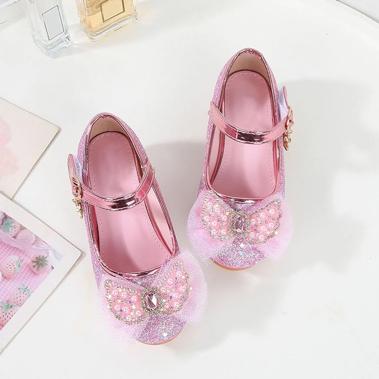 Girls Sandals Closed Toe Heels Wedding Party Shoes Sequins Bow For Toddler Girls Slides Size 4
