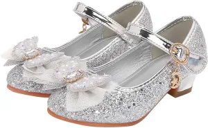 Girls Sandals Closed Toe Heels Wedding Party Shoes Sequins Bow For Toddler Girls Slides Size 4