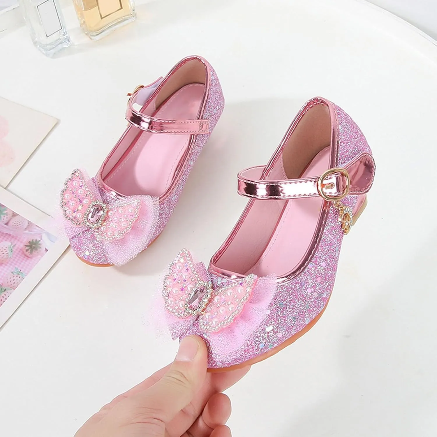 Girls Sandals Closed Toe Heels Wedding Party Shoes Sequins Bow For Toddler Girls Slides Size 4