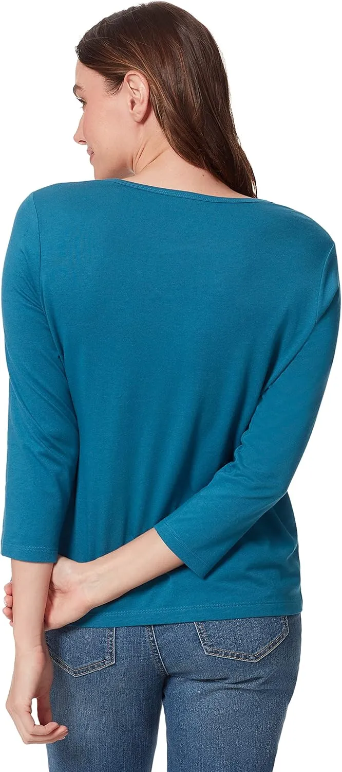 Gloria Vanderbilt Women's Amanda 3/4 Sleeve Soft Knit Top