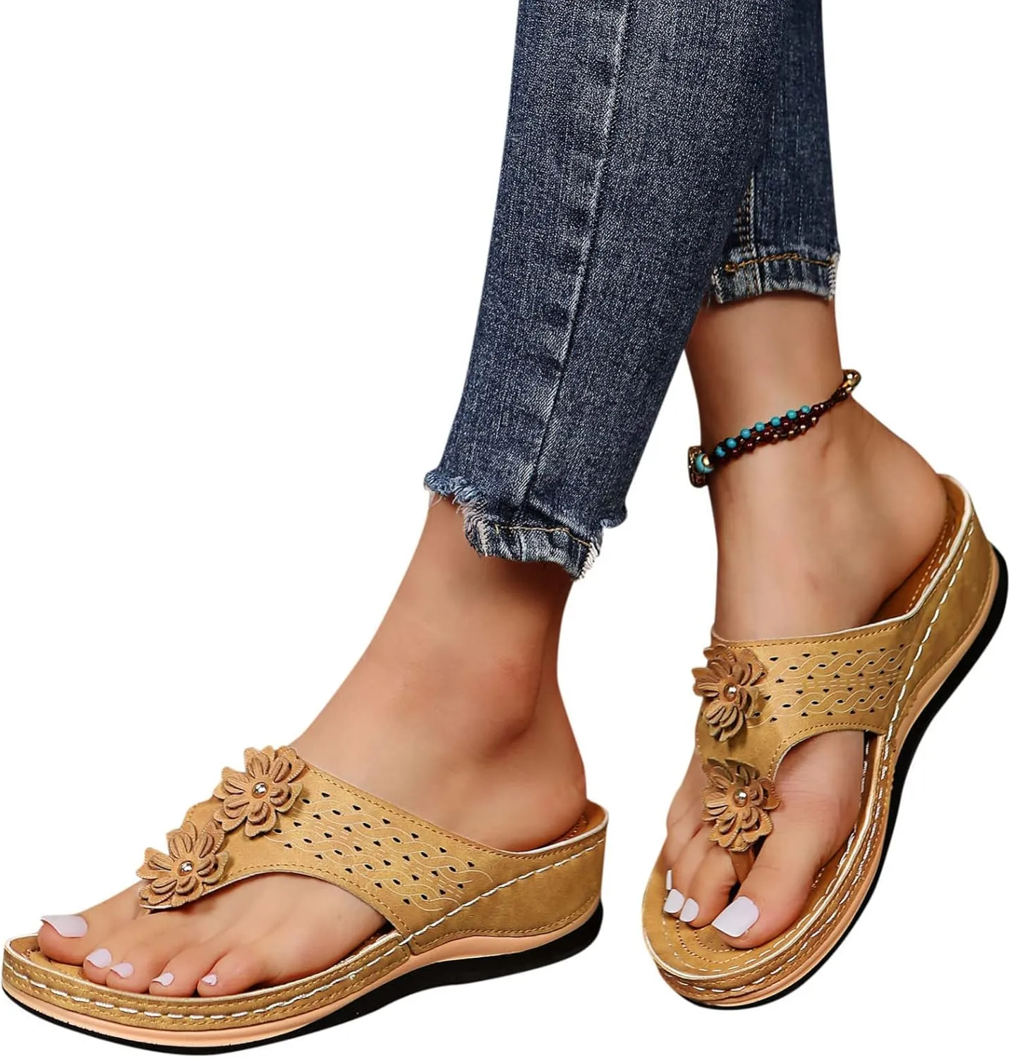 GUNIYIFS Womens Orthotic Sandals Summer Beach Sandals for Women Clip Toe Slippers Platform Flip Flops with Arch Support