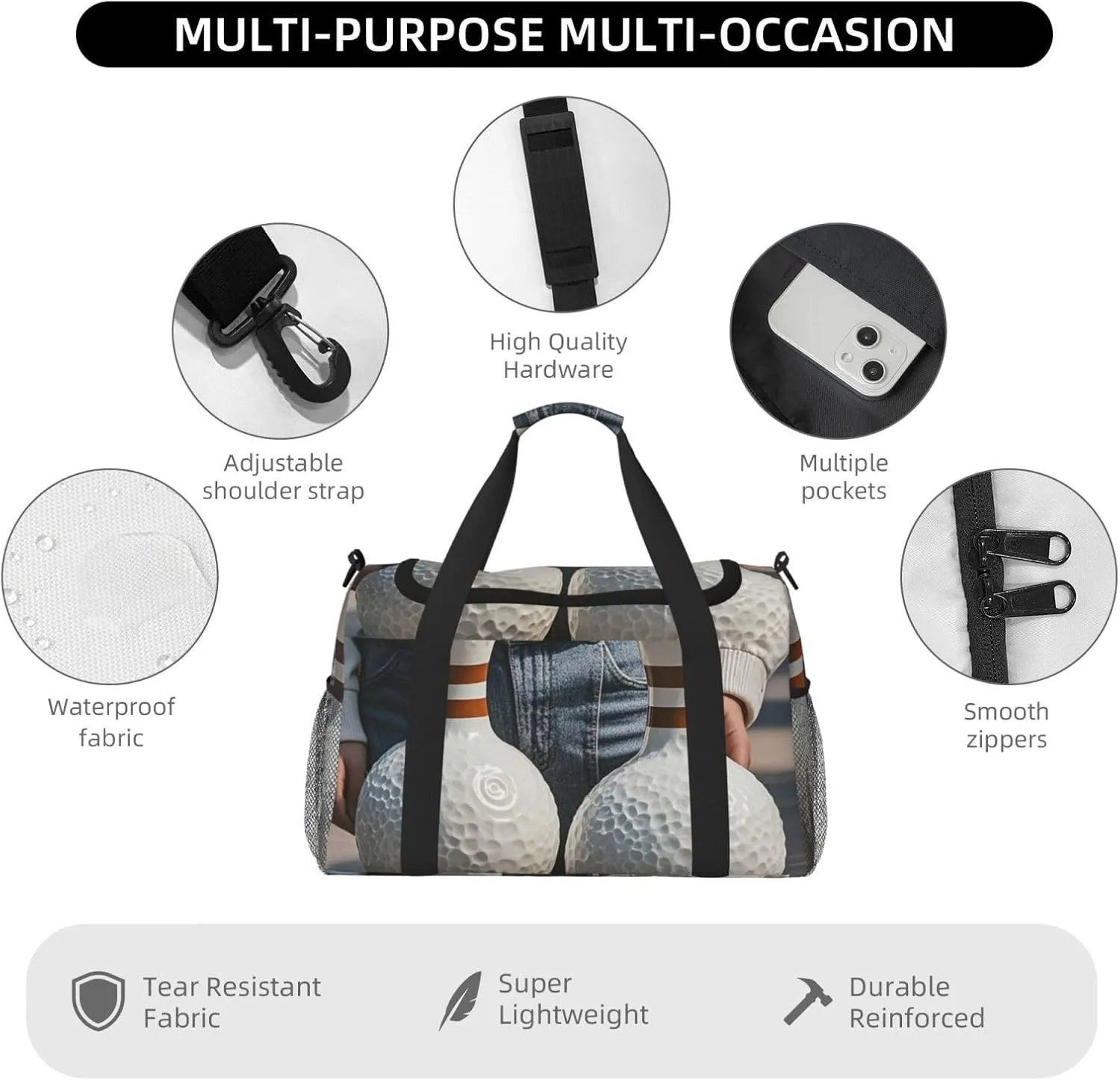 Gym Bag Bowling Balls Duffel Bag for Men Women Travel Overnight Bag with Shoe Compartment Workout Bags