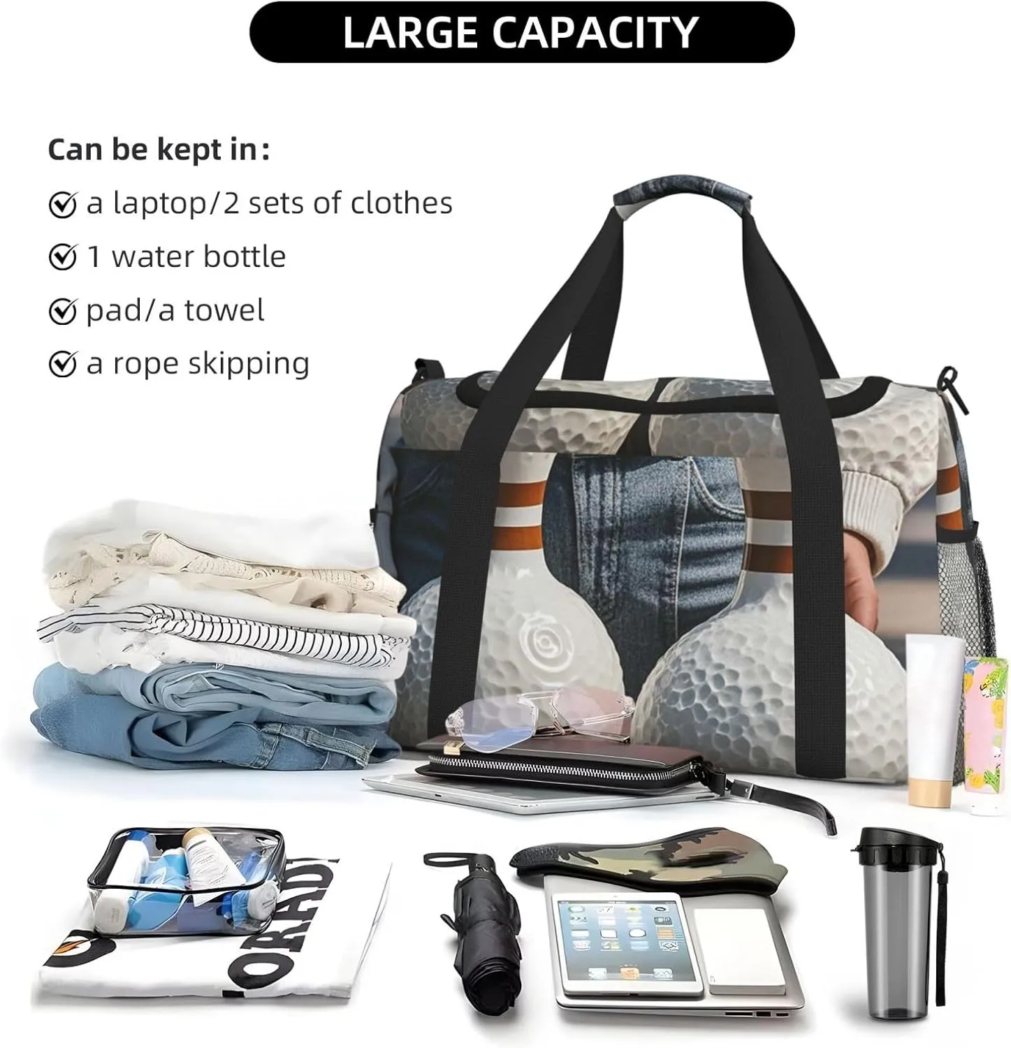 Gym Bag Bowling Balls Duffel Bag for Men Women Travel Overnight Bag with Shoe Compartment Workout Bags
