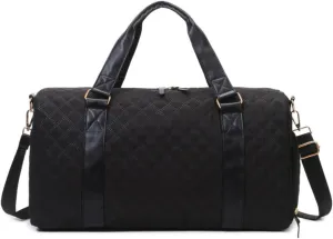 Gym Bag for Men Women, Waterproof Small Sports Duffle Bag with Wet Pocket & Shoe Compartment, Carry On Weekender Bag Overnight Travel Duffel Bags for Workout Travel Yoga Fitness - Black