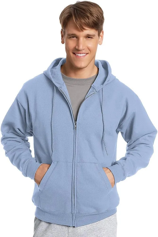 Hanes ComfortBlend EcoSmart Men`s Full Zip Hoodie Light Blue