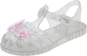 High Heels Sandal for Girls Crystal Jelly Shoes Flashing Butterfly Children Sandals Summer Baby Shoes Girls Trend Leather and Glitter Straps