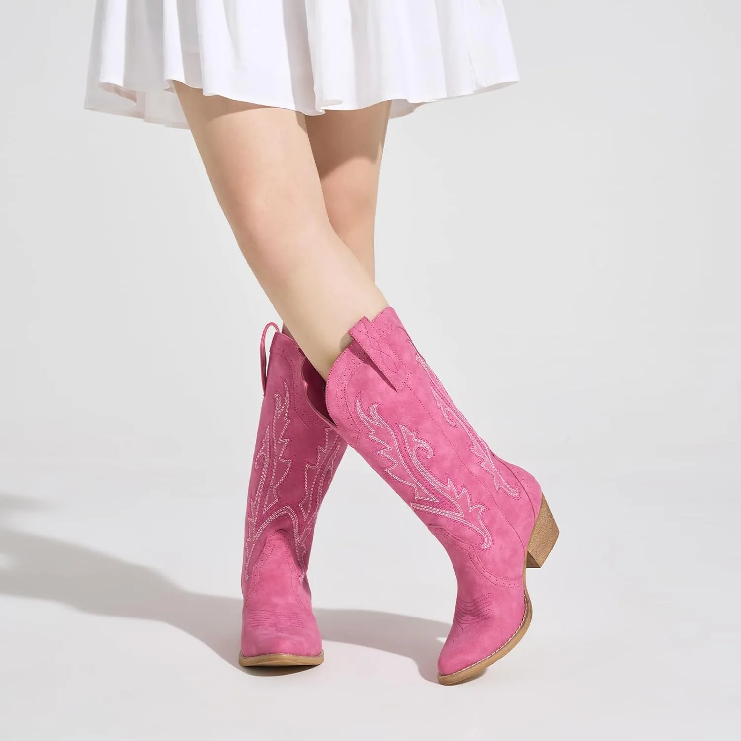 HISEA Rollda Cowboy Boots Women Western Boots Cowgirl Boots Ladies Pointy Toe Fashion Boots