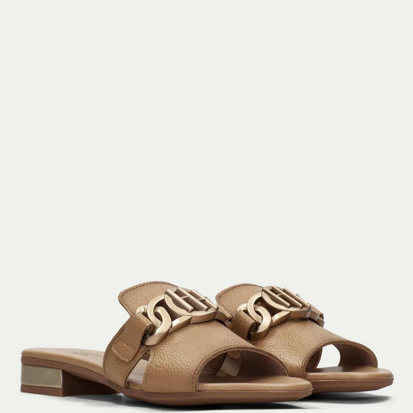 Hispanitas Pale Tan Leather Flat Mules