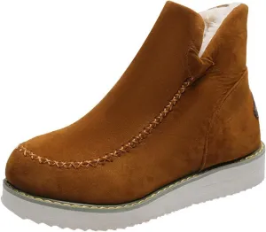hlysgo Women Wide Width Winter Ankle Boots Anti-slip Outdoor Hiking Booties Warm Lined Comfort Snow Boot Suede Boos