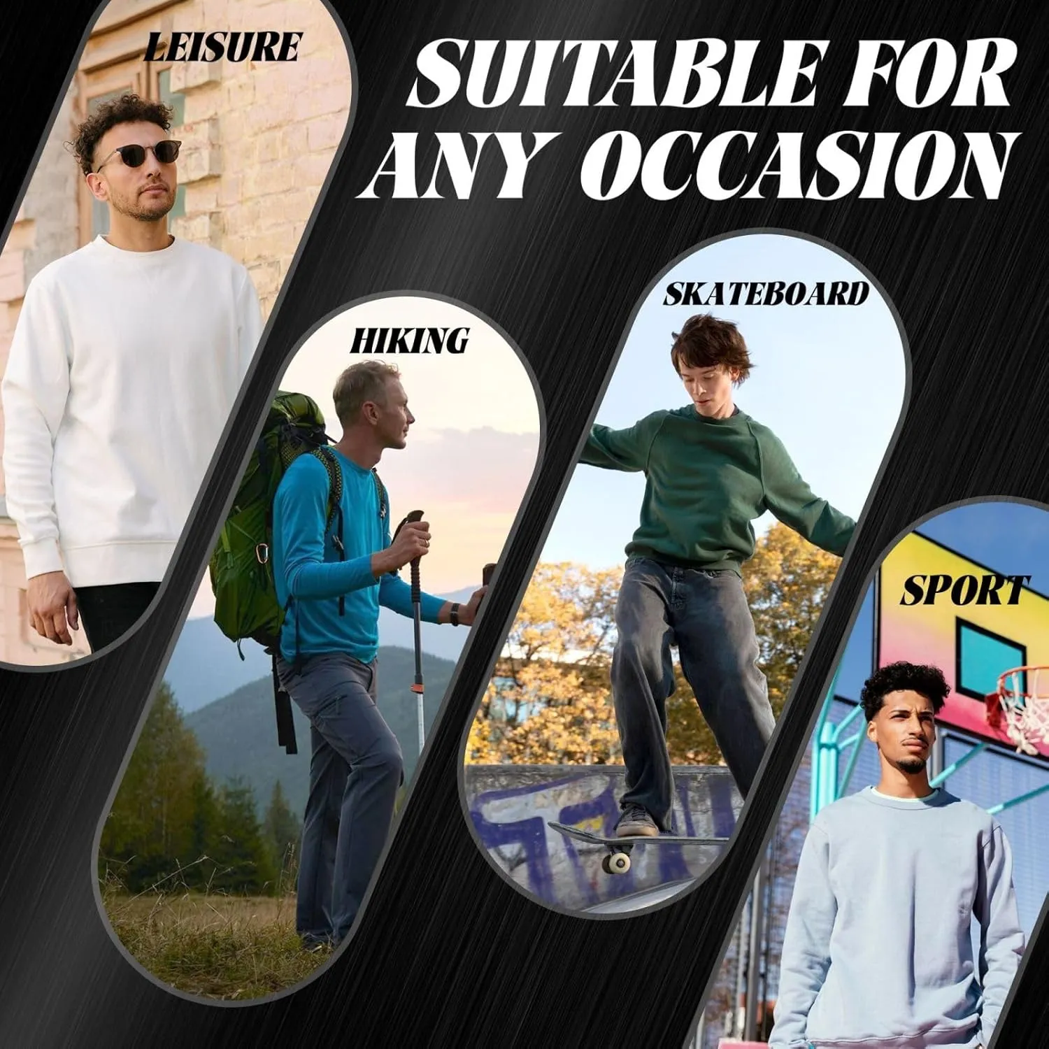 Hoodies Men's Crewneck Sweatshirt Long Sleeve Soft Hooded Basic Pullover Top