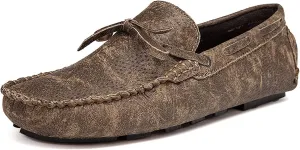 HOOENG Shoes Smoking Loafer for Men Genuine Leather Stitching Details Deck Shoes 1-Eye Flexible Comfortable Flat Heel Driving Slip on (Color : Brown, Size : 10)