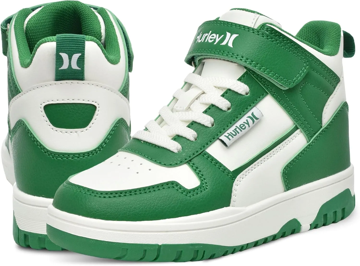 Hurley Kids' Carson High-Top Sneakers with Adjustable Strap, High Top Shoes for Kids, Sturdy Padded High Cut Sneakers for Boys and Girls, Fashionable Basketball Shoes for Kids