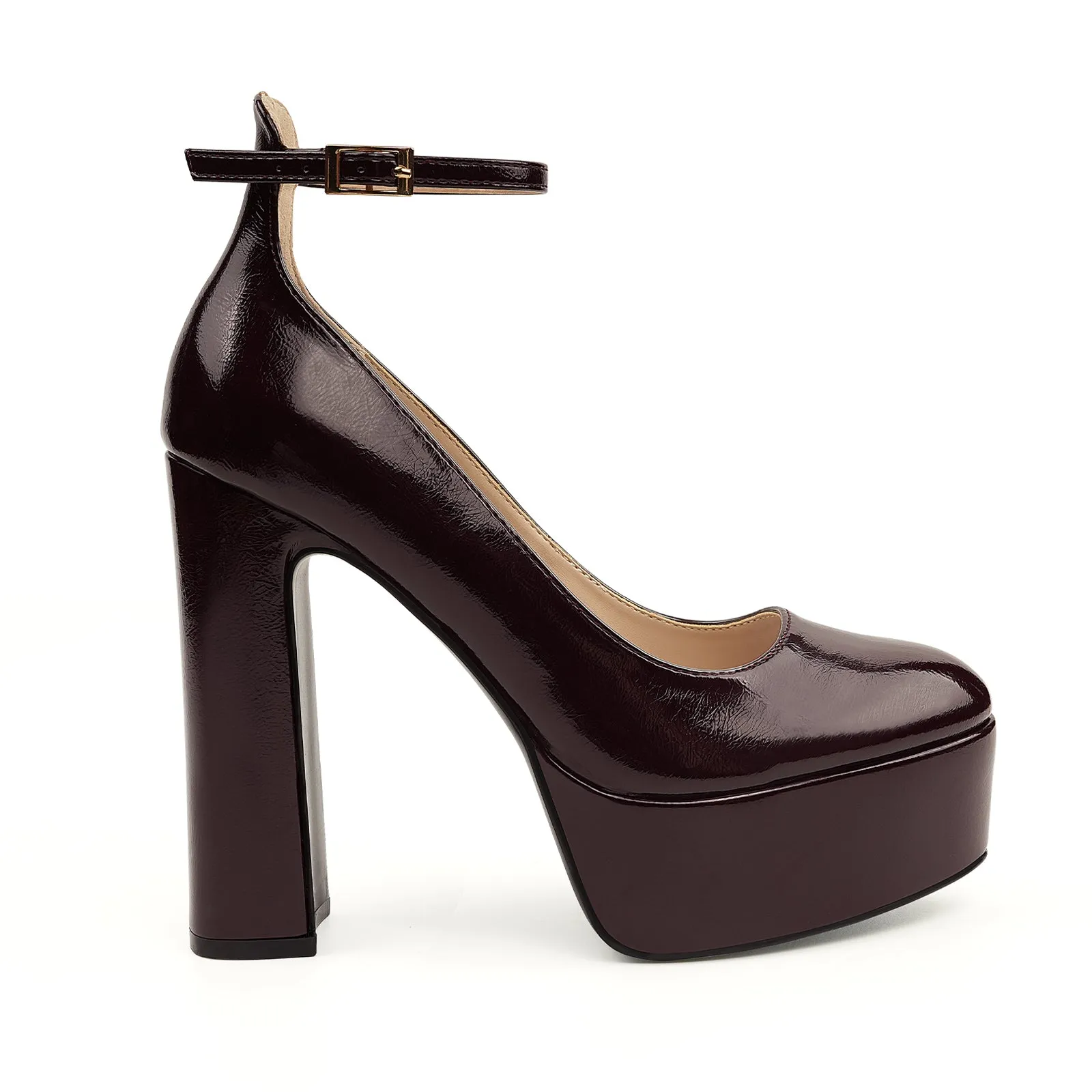 JENN ARDOR Platform Heels for Women Chunky Heel Closed Toe High Heels Block Heel Ankle Strap