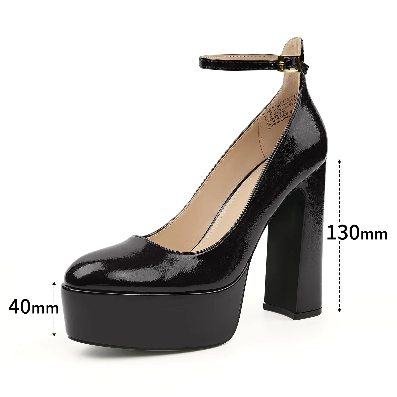 JENN ARDOR Platform Heels for Women Chunky Heel Closed Toe High Heels Block Heel Ankle Strap