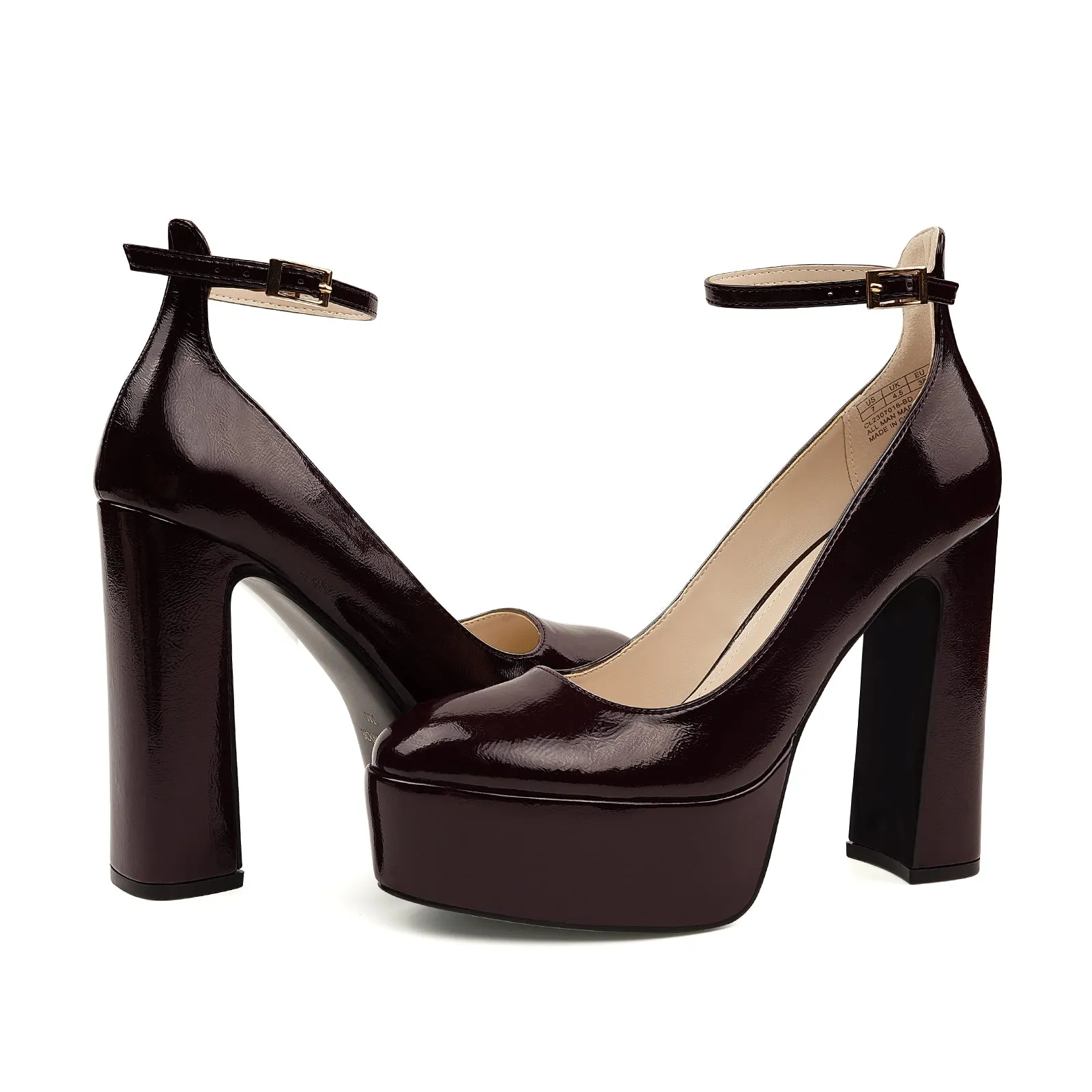 JENN ARDOR Platform Heels for Women Chunky Heel Closed Toe High Heels Block Heel Ankle Strap