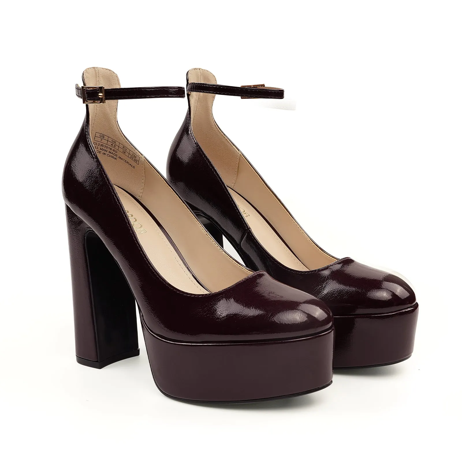 JENN ARDOR Platform Heels for Women Chunky Heel Closed Toe High Heels Block Heel Ankle Strap