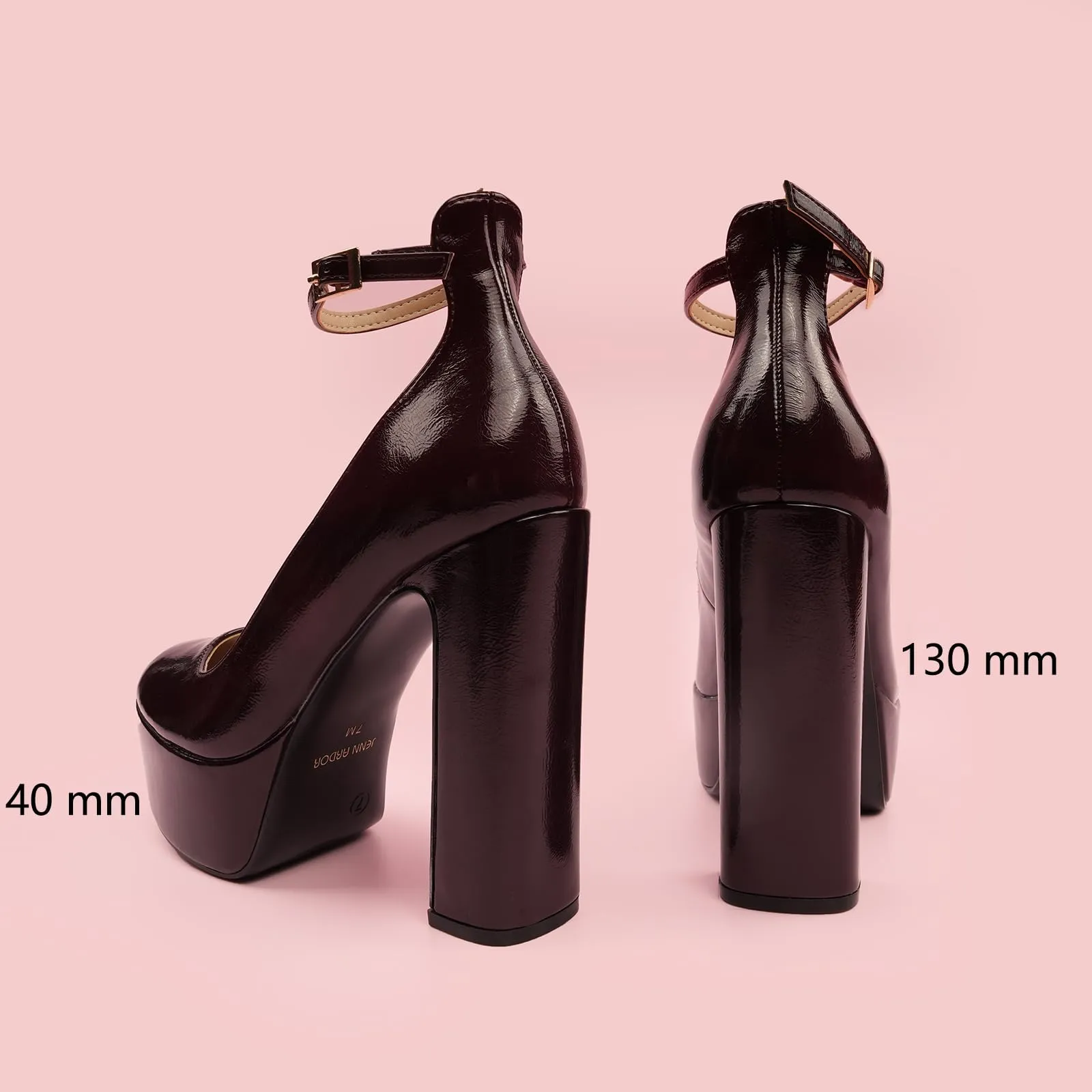JENN ARDOR Platform Heels for Women Chunky Heel Closed Toe High Heels Block Heel Ankle Strap