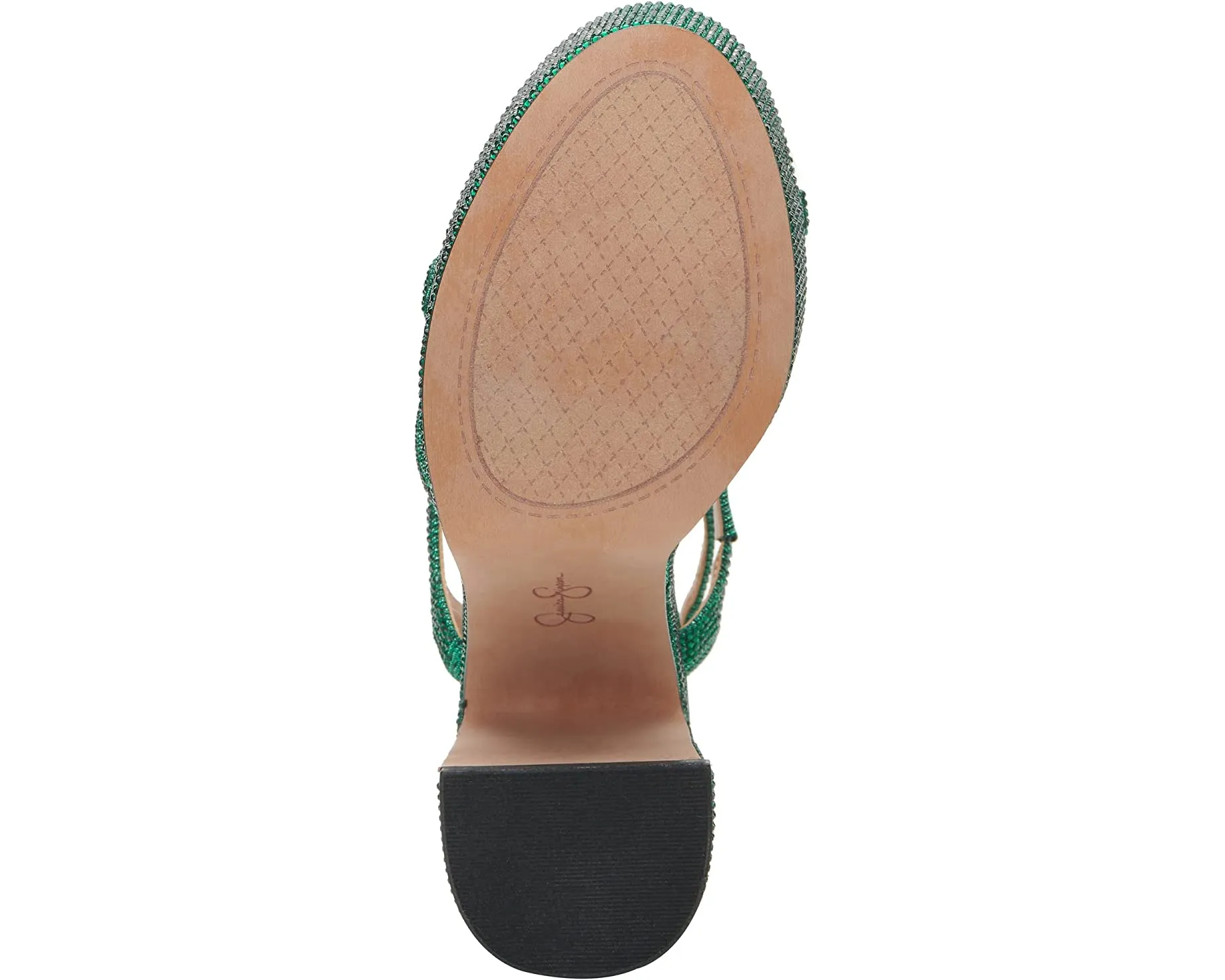 Jessica Simpson Meitini Gem Green Ankle Strap Block Heel Open Toe Heeled Sandals