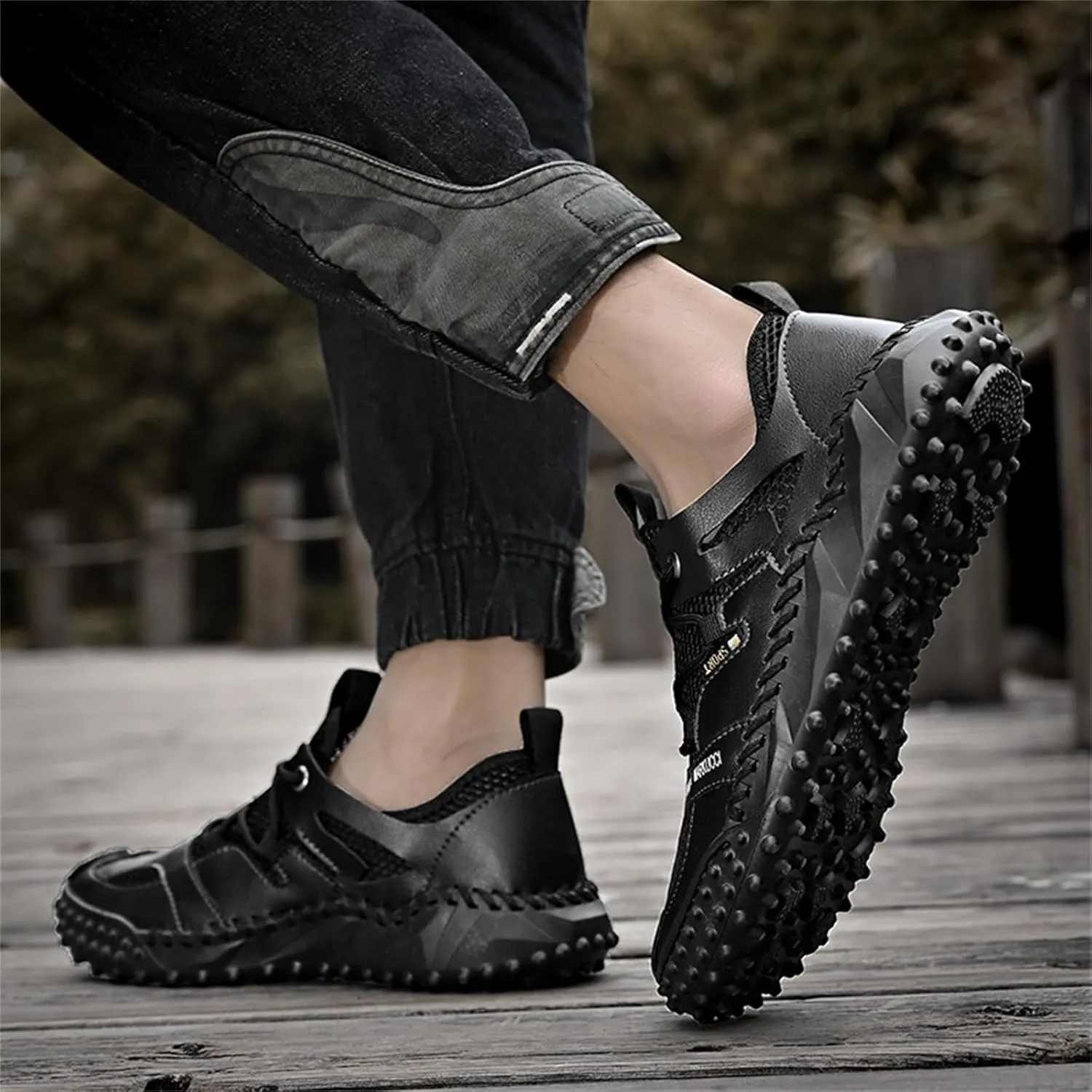 JiuQing Men's Hiking Shoes Lightweight Travel Shoes Low Rise Breathable Summer Trekking Outdoor Sneakers
