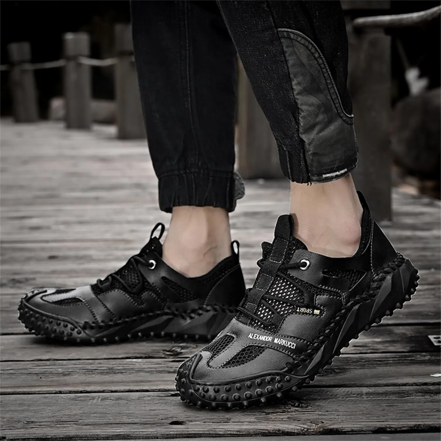 JiuQing Men's Hiking Shoes Lightweight Travel Shoes Low Rise Breathable Summer Trekking Outdoor Sneakers