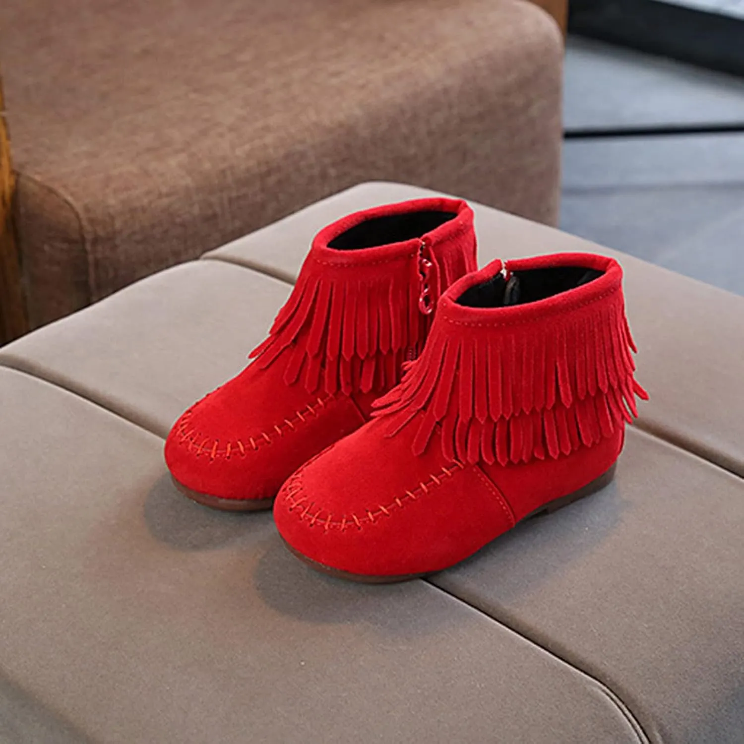Kids Baby Infant Girls Boys Winter Fringe Tassel Ankle Boots Snow Boots Warm Shoes for 12M -6Years Toddler/Little Kids