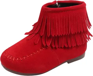 Kids Baby Infant Girls Boys Winter Fringe Tassel Ankle Boots Snow Boots Warm Shoes for 12M -6Years Toddler/Little Kids