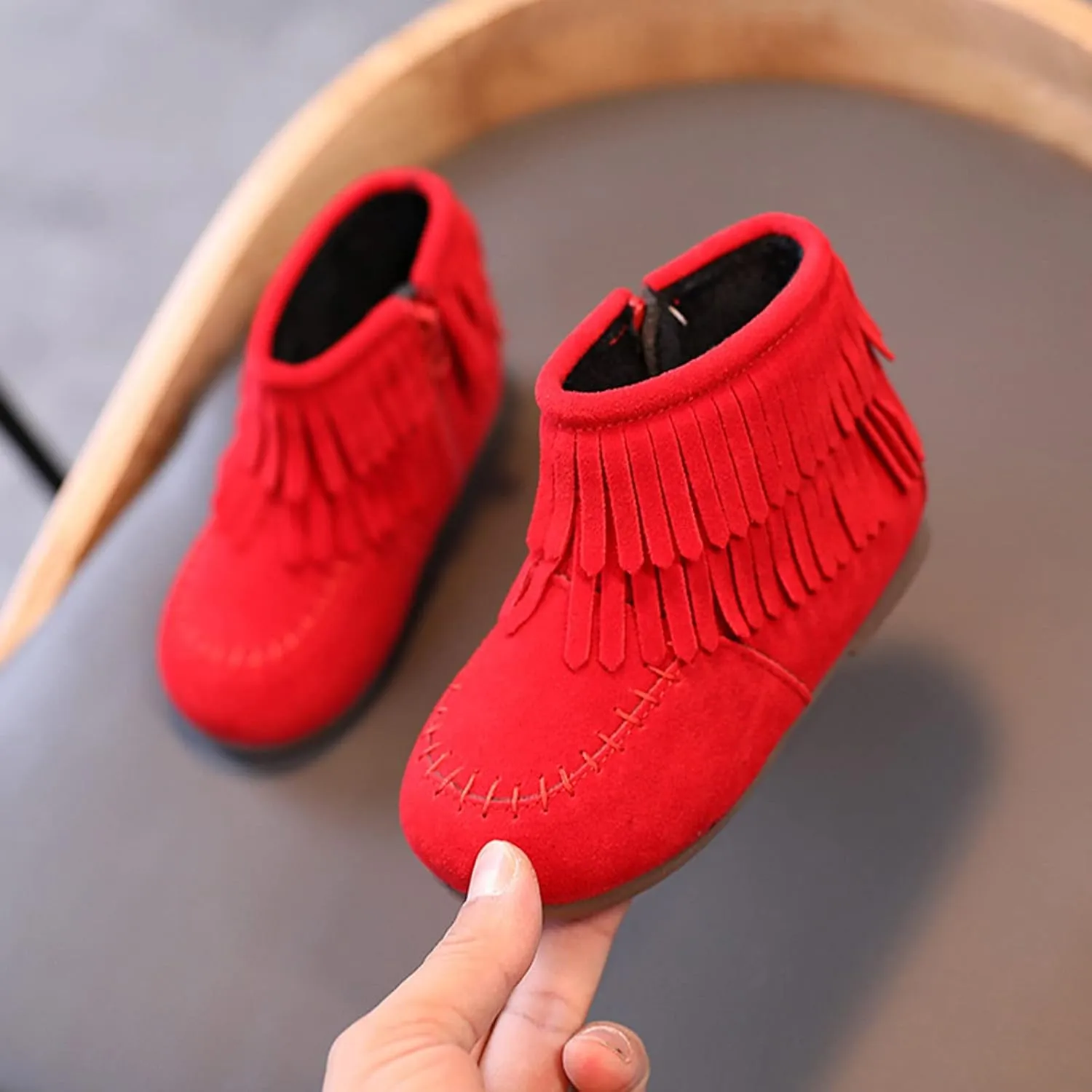 Kids Baby Infant Girls Boys Winter Fringe Tassel Ankle Boots Snow Boots Warm Shoes for 12M -6Years Toddler/Little Kids