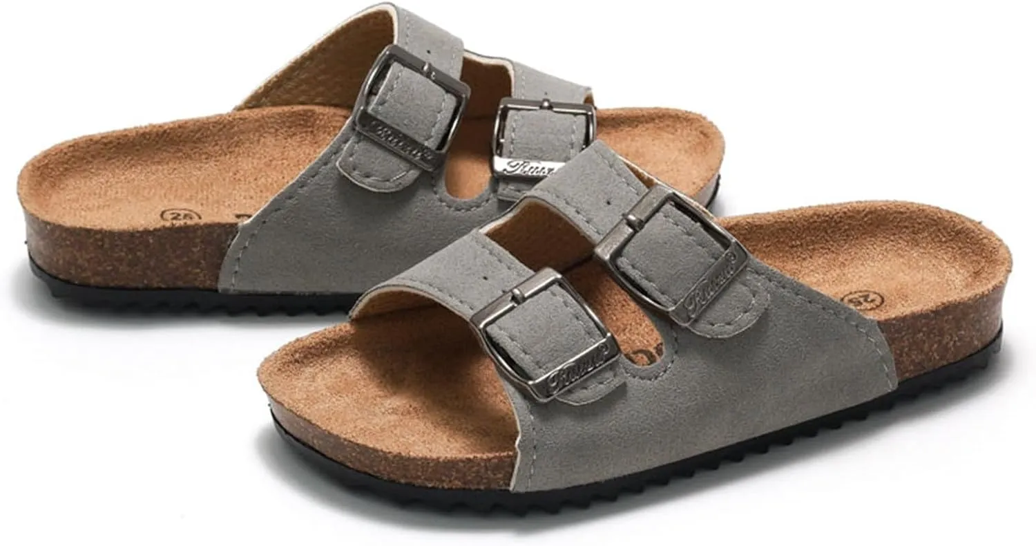Kids Sandals Girls Boys Non Slip Cork Sandals with Adjustable Straps Flip Flops Summer Open Toe Beach Flat for Indoor Outdoor
