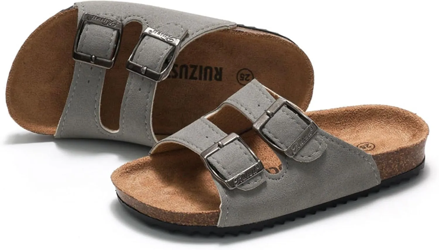 Kids Sandals Girls Boys Non Slip Cork Sandals with Adjustable Straps Flip Flops Summer Open Toe Beach Flat for Indoor Outdoor