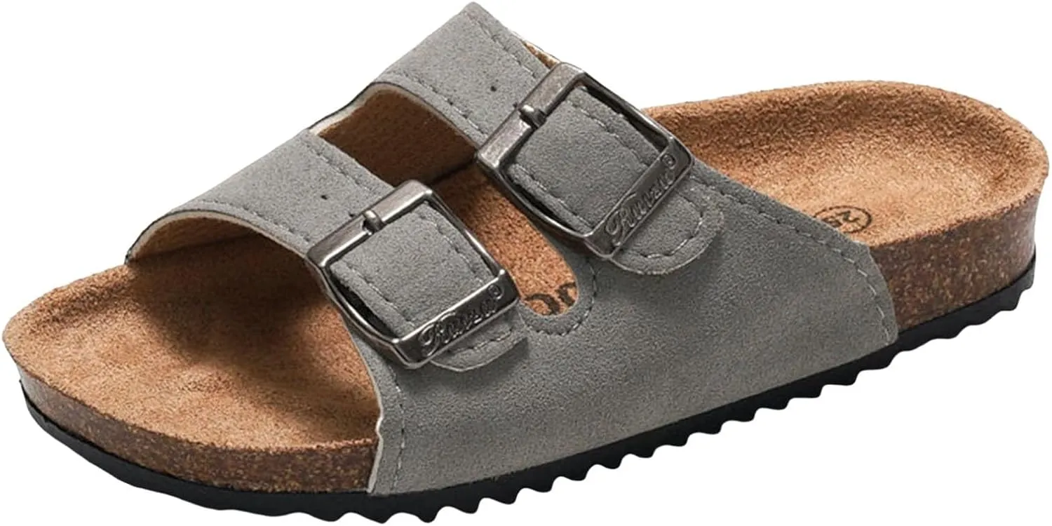 Kids Sandals Girls Boys Non Slip Cork Sandals with Adjustable Straps Flip Flops Summer Open Toe Beach Flat for Indoor Outdoor