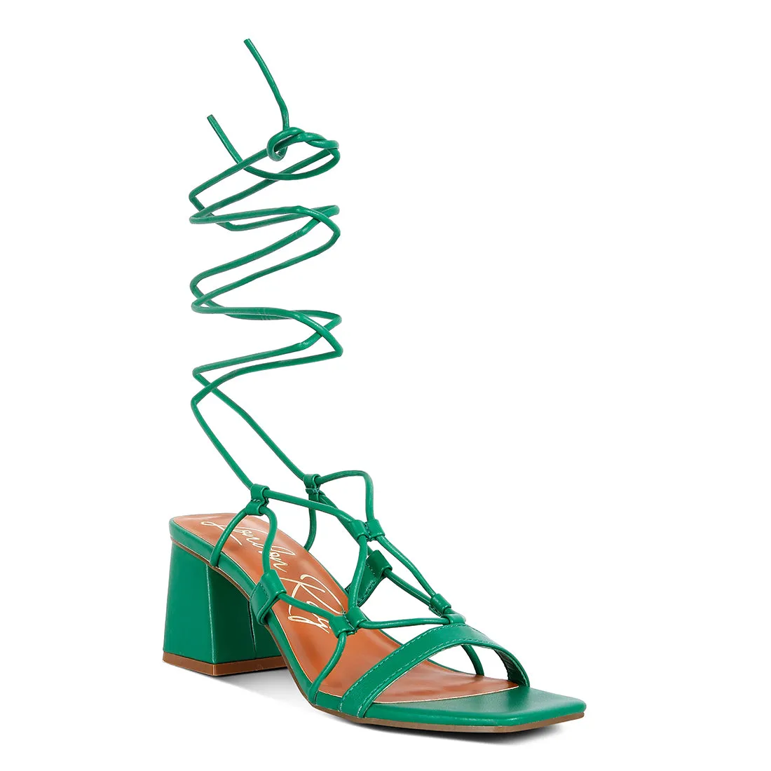 Lace Up Block Heeled Sandal
