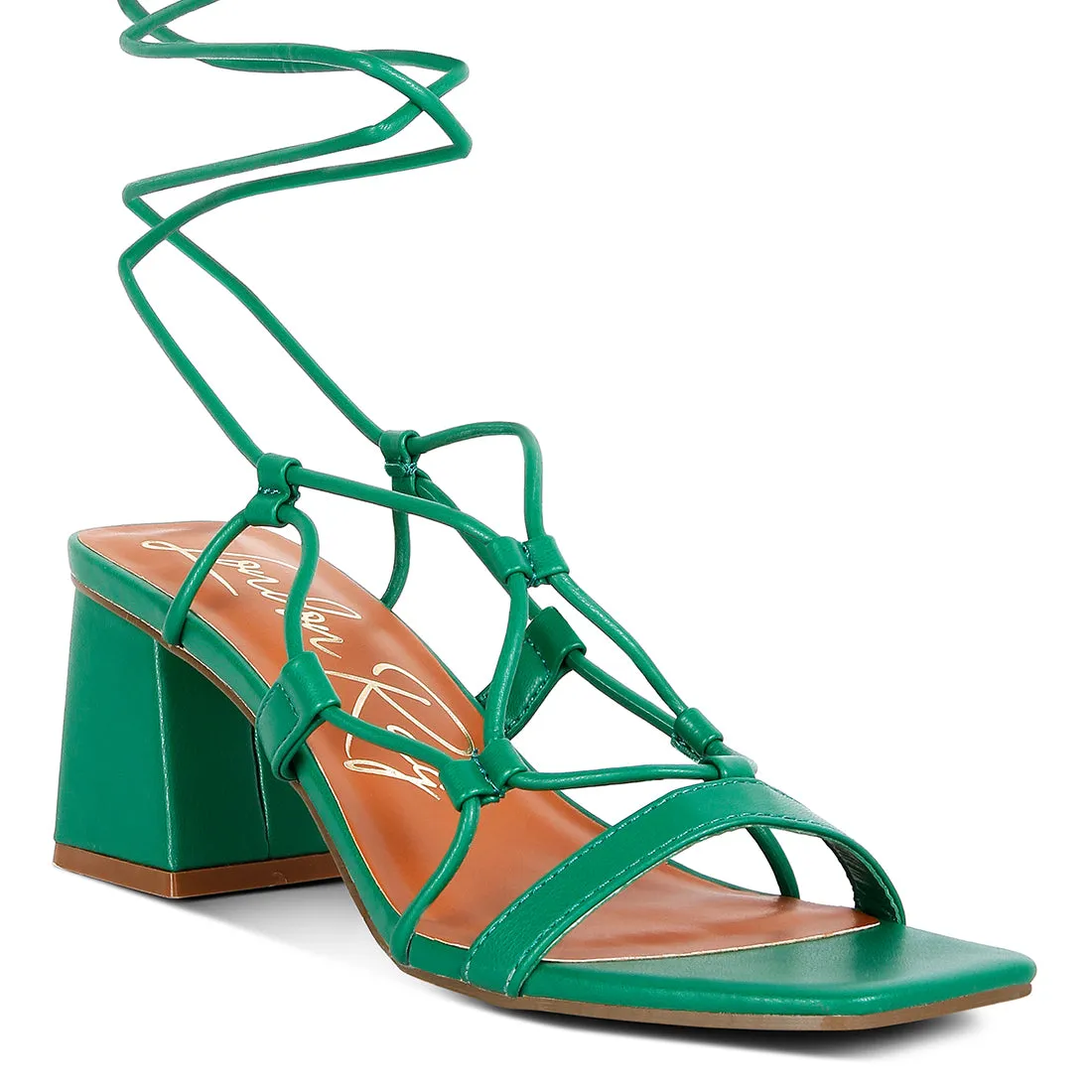 Lace Up Block Heeled Sandal