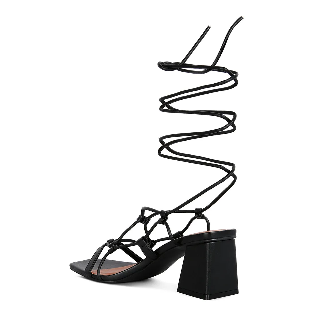 Lace Up Block Heeled Sandal