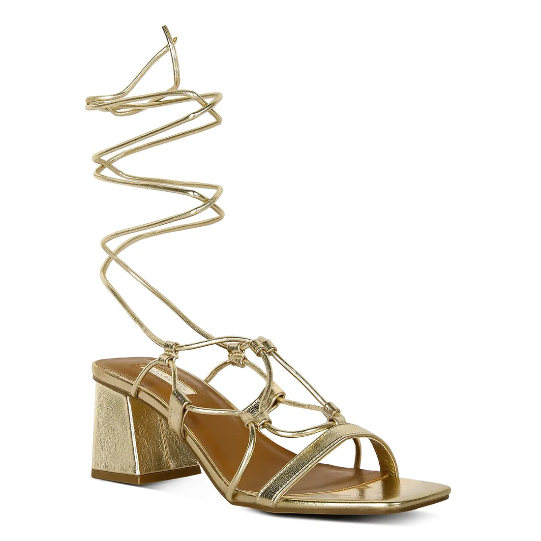 Lace Up Block Heeled Sandal