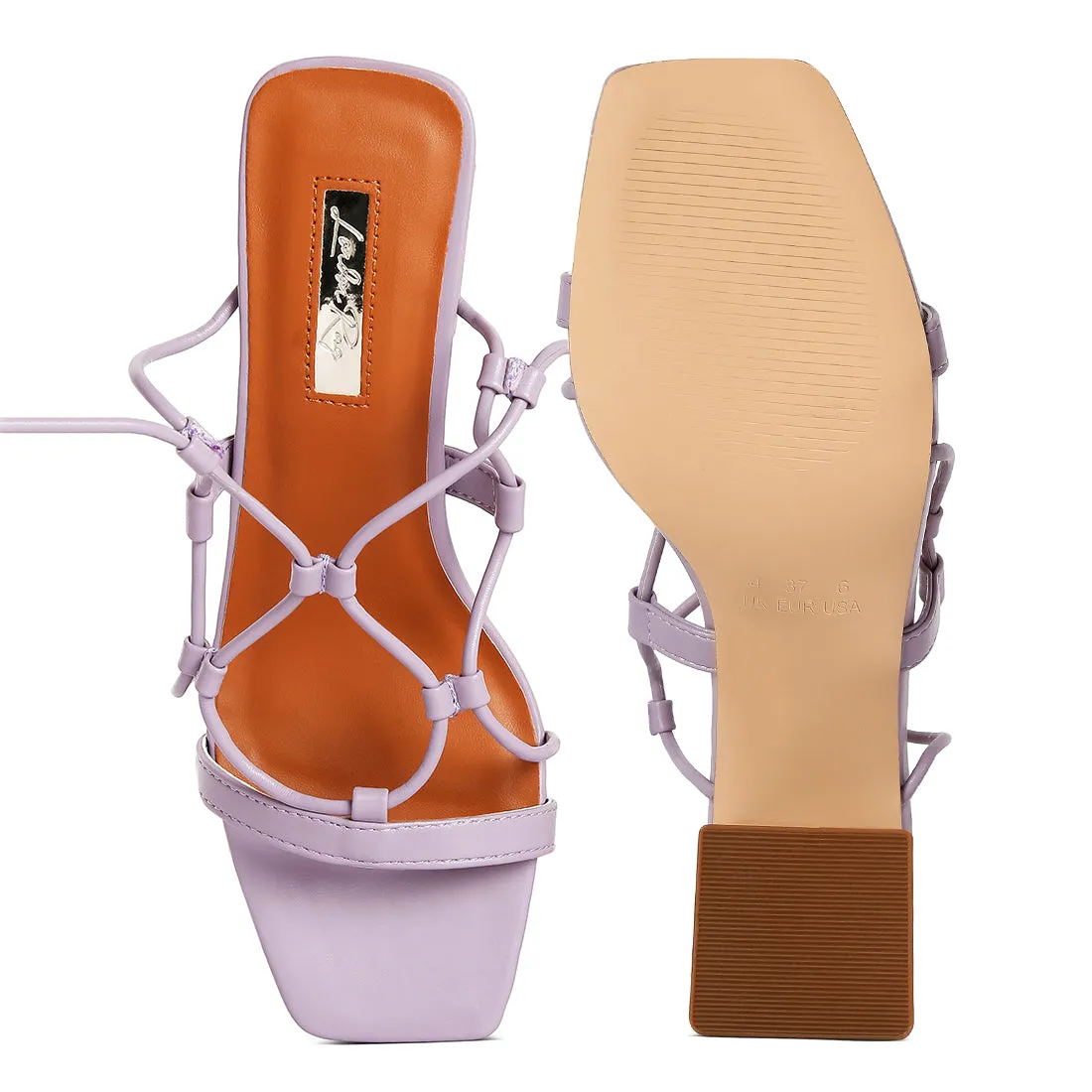 Lace Up Block Heeled Sandal