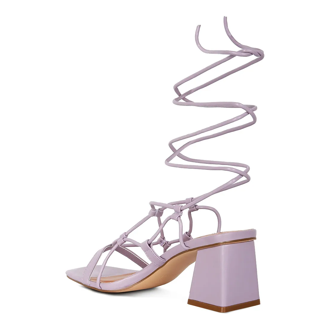 Lace Up Block Heeled Sandal