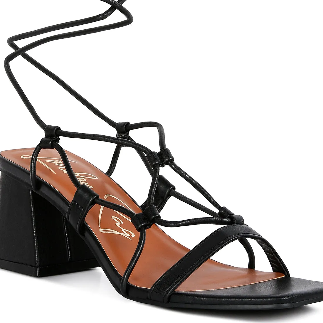 Lace Up Block Heeled Sandal