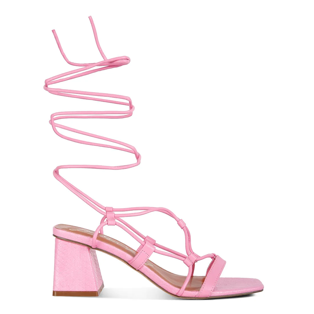 Lace Up Block Heeled Sandal