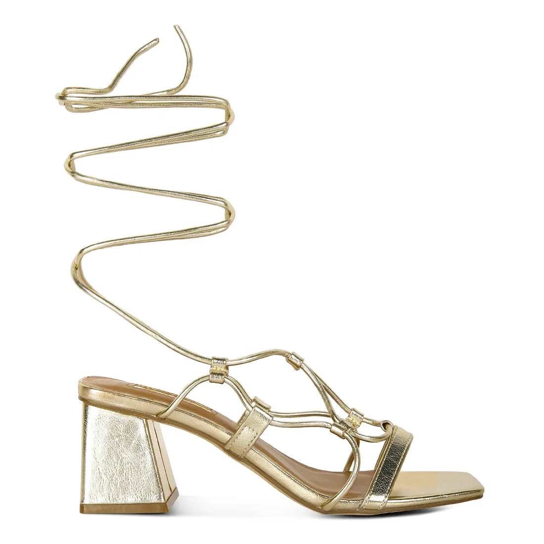 Lace Up Block Heeled Sandal