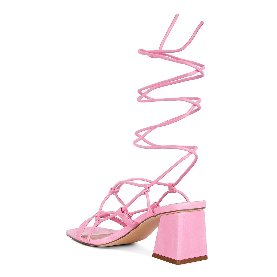 Lace Up Block Heeled Sandal