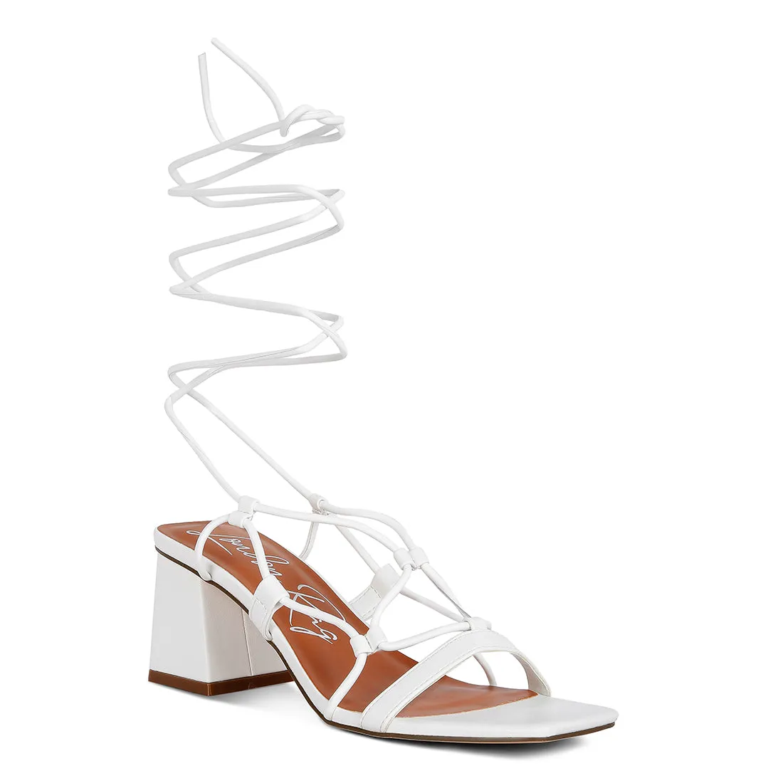 Lace Up Block Heeled Sandal