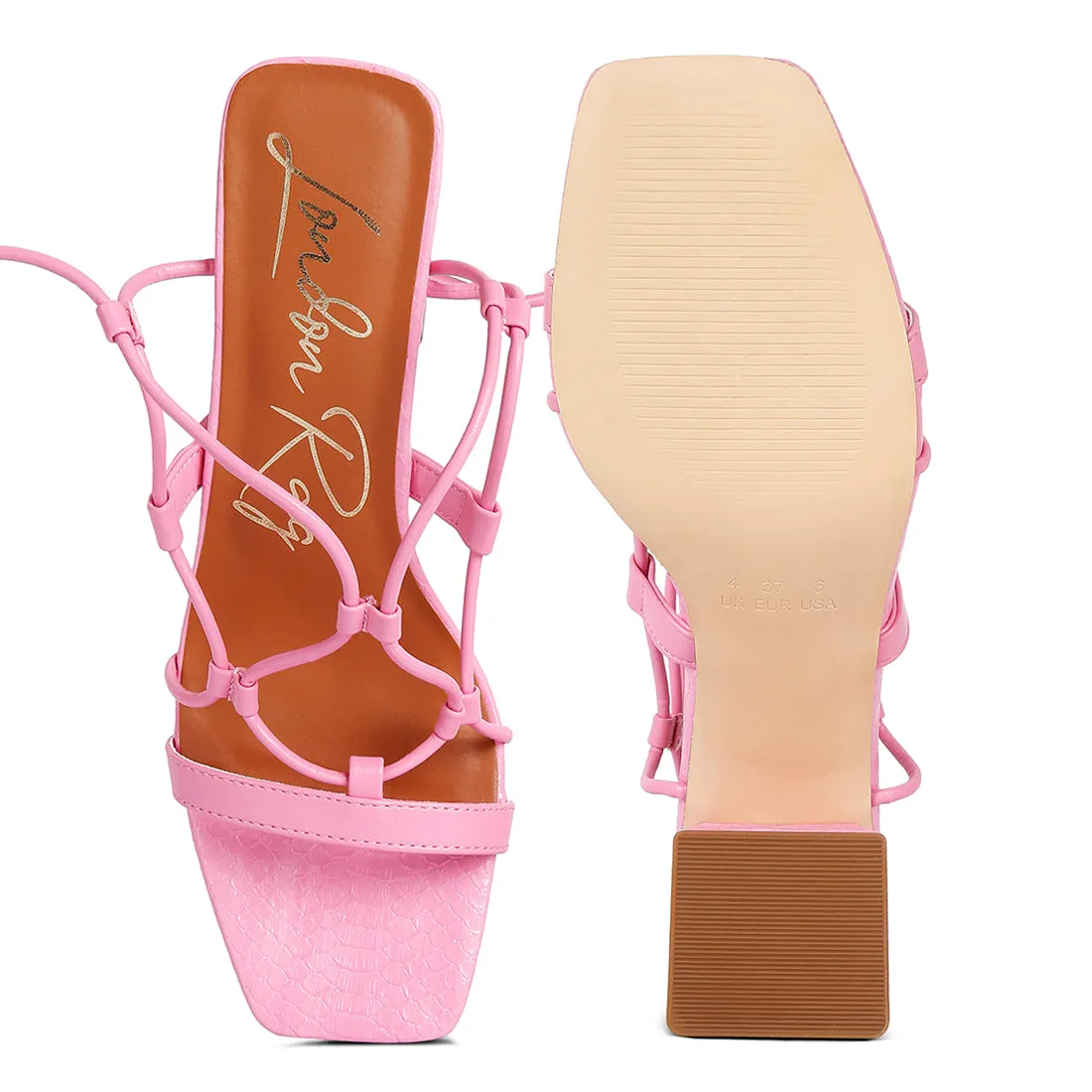 Lace Up Block Heeled Sandal