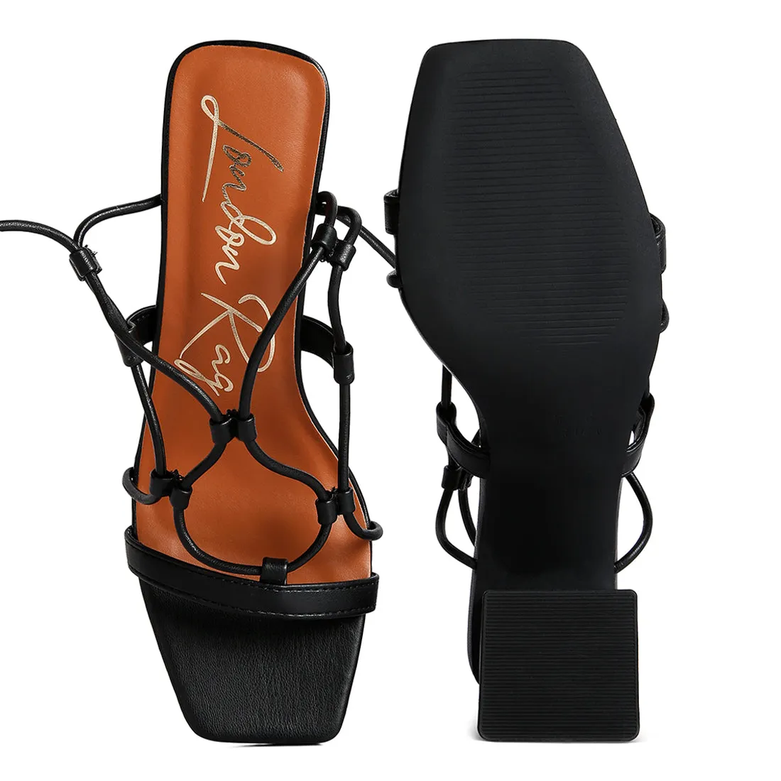 Lace Up Block Heeled Sandal