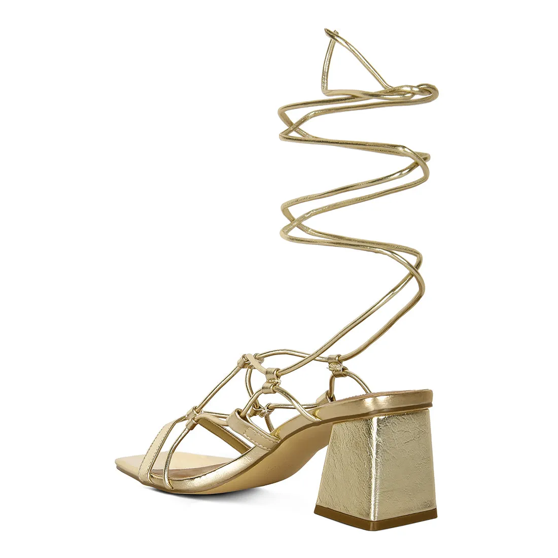 Lace Up Block Heeled Sandal