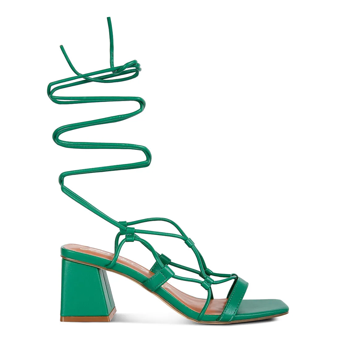 Lace Up Block Heeled Sandal